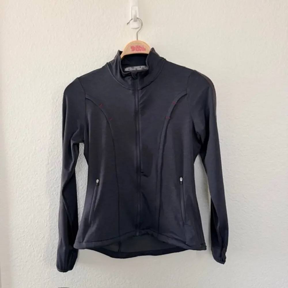 Athleta Jacket Women's Medium Gray Love Full Zip Mock Neck Pockets Stretch